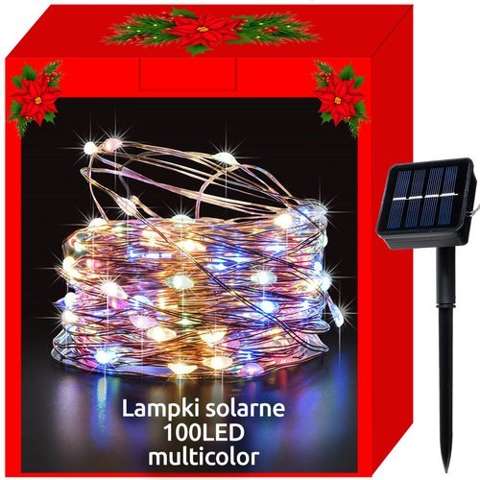 Světelný solární řetěz 100 LED Barevný