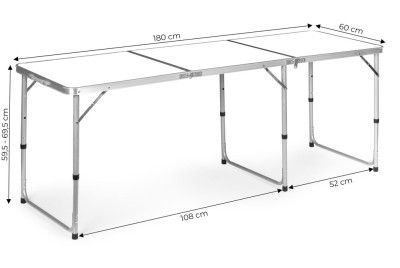 Skládací turistický stůl bílý 180x60cm