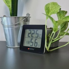 Digitální teploměr s vlhkoměrem černobílý