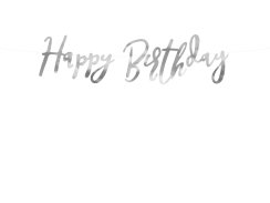 Banner Happy Birthday strieborný