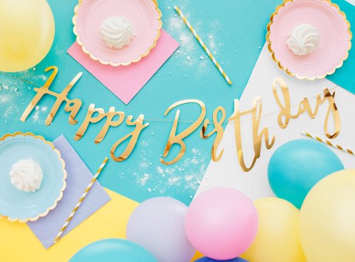 Banner Happy Birthday zlatý 62cm
