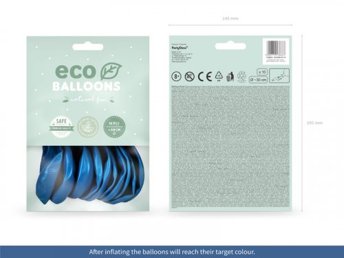 Latexové balóniky metalické Eco - tmavo modré 10ks 30cm