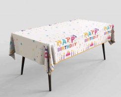 Ubrus Happy Birthday růžový 137x183cm