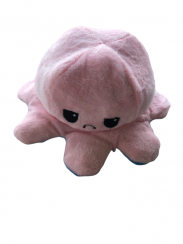 Oboustranná plyšová chobotnice modrá-růžová s měnícím se výrazem