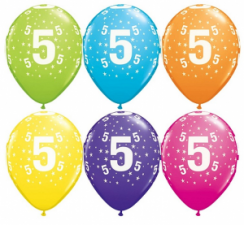 Latexové balóniky s číslom 5 - pastelové farby 1ks