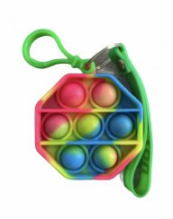 POP IT - prívesok na kľúče osemuholník farebný s náramkom