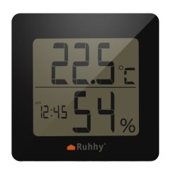 Digitální teploměr s vlhkoměrem černobílý