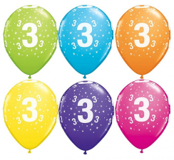 Latexove balonky s cislem 3 pastelove barvy