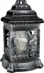 Hřbitovní lampa stříbrná růže 26cm Hřbitovní lampa stříbrná růže 26cm