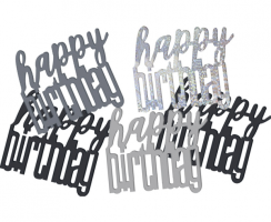 Stolný konfety Happy Birthday 142g striebornej a čiernej Stolný konfety Happy Birthday 142g striebornej a čiernej