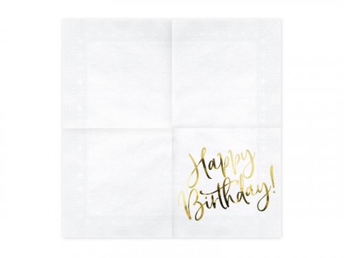 Papierové servítky Happy Birthday 20ks biele