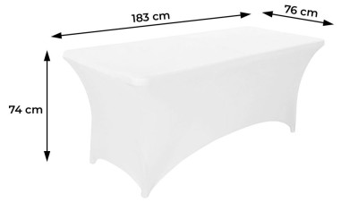 Elastický poťah na cateringový stôl 180cm biely