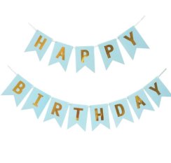 Banner Happy Birthday modrý 20x14cm