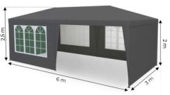 Zahradní altán stan šedý 3x6m 6 stěn