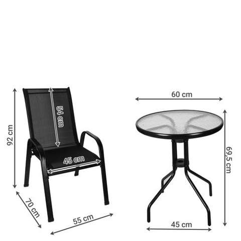 Set balkonového nábytku - stůl + 2 židle