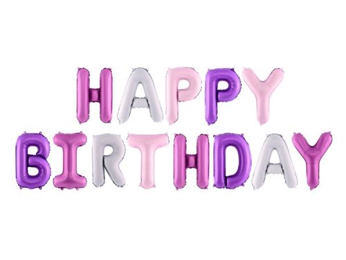 Fóliový balónek s nápisem Happy Birthday Fialový mix