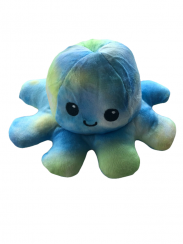 Oboustranná plyšová chobotnice modrozelená s měnícím se výrazem
