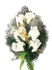 Smuteční kytice z umělých květin slza - bílé