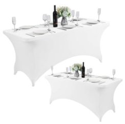 Elastický poťah na cateringový stôl 180cm biely