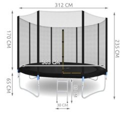 Trampolína s žebříkem černá 366cm