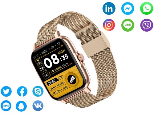Chytré hodinky smartwatch s bluetooth - Barva: Zlatá