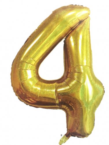 Fóliový balónik slim číslo 4 zlatý - 100cm