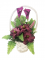 Smuteční kytice z umělých květin košík - fialové