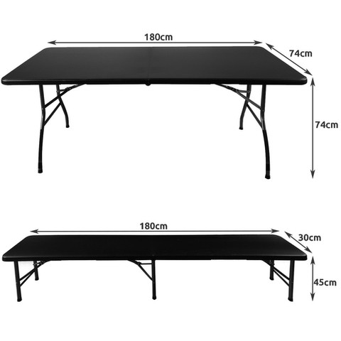 Skladací záhradný stôl 180cm + 2 lavice čierna