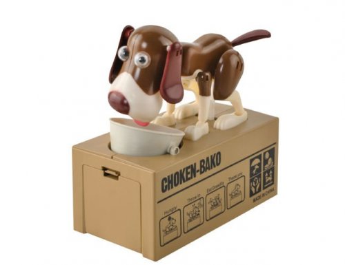 Pokladnička - pohyblivý psík na krabici