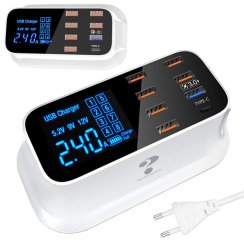 Rychlá nabíječka telefonu 8x USB