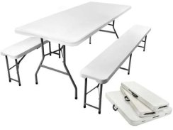 Skládací zahradní stůl 180cm + 2 lavice