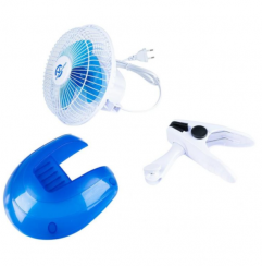 Stolový ventilátor 16cm modro biely s klipom