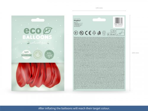 Latexové balóniky pastelové Eco - červené 10ks 30cm