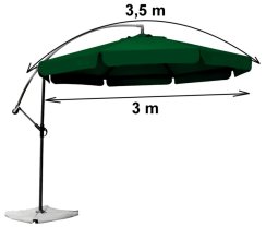Zahradní slunečník velký skládací 300cm zelený