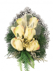 Smuteční kytice z umělých květin slza - žluté