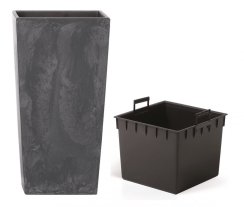 Kvetináč s vkladom URBI SQUARE BETON EFFECT antracit 32,5 cm