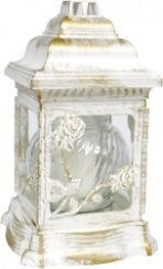 Hřbitovní lampa s vkladem bílá růže 26cm Hřbitovní lampa s vkladem bílá růže 26cm