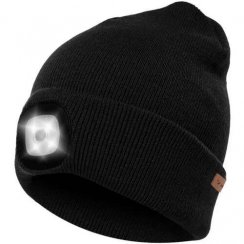 Zimní čepice s baterkou černá