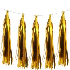 Girlanda na oslavy - Střapce zlatá 11x33cm