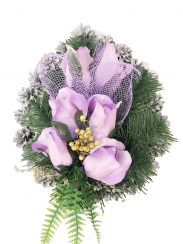 Smútočná kytica z umelých kvetov slza - fialové