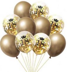 Sada latexových balónků číslo 18 zlaté 10ks