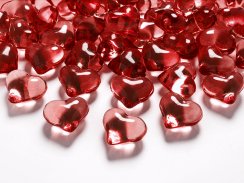 Konfety krystalové srdce červené 21 mm