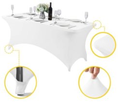 Elastický poťah na cateringový stôl 180cm biely