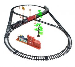 Model železnice s elektrickým vláčkem, délka 7m