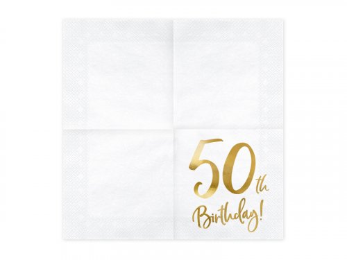 Papírové ubrousky k 50. narozeninám, bílé 20ks