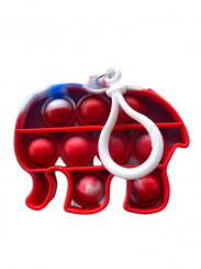 POP IT - prívesok na kľúče slon (modrá / biela / červená)