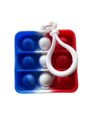 POP IT - prívesok na kľúče Štvorček (modrá/biela/červená)