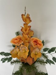 Smuteční Kytice mix oranžová květy