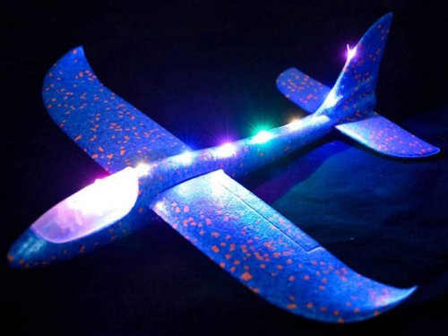 Polystyrénové svietiace hádzacie lietadlo 47 cm LED