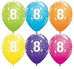 Latexové balónky s číslem 8 - pastelové barvy 6ks